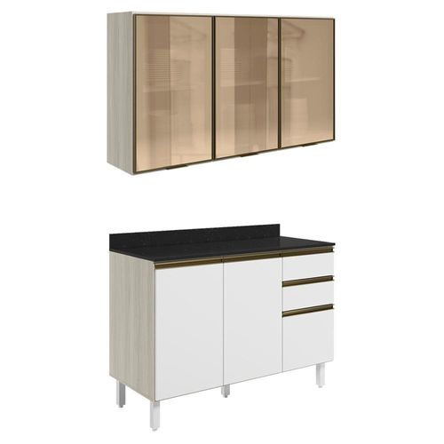 Armario Aereo Vidro Balcao Tampo Mdf Kali Bianco Toq Branco Uv Nicioli