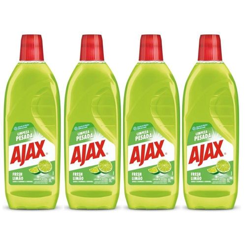 Kit 4 Limpador Diluível Ajax Fresh Limão Limpeza Pesada 1 Litro