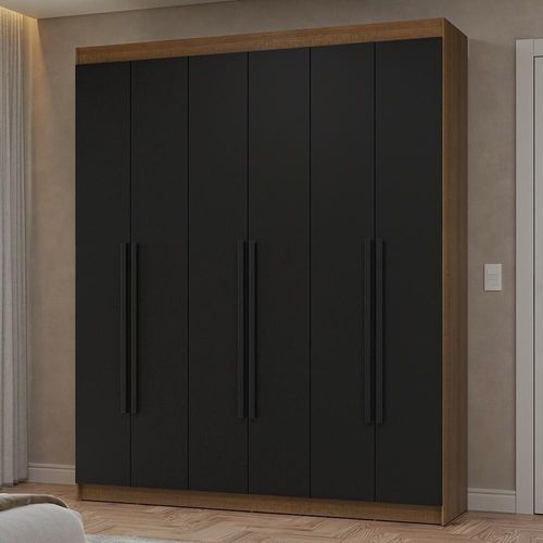 Guarda-roupa Casal 6 Portas Batentes Netuno Madesa Rustic/preto