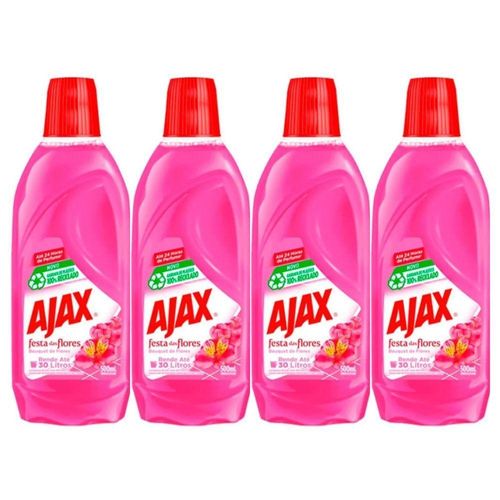 Kit 4 Limpador Diluível Ajax Festa Das Flores Bouquet De Flores 500ml