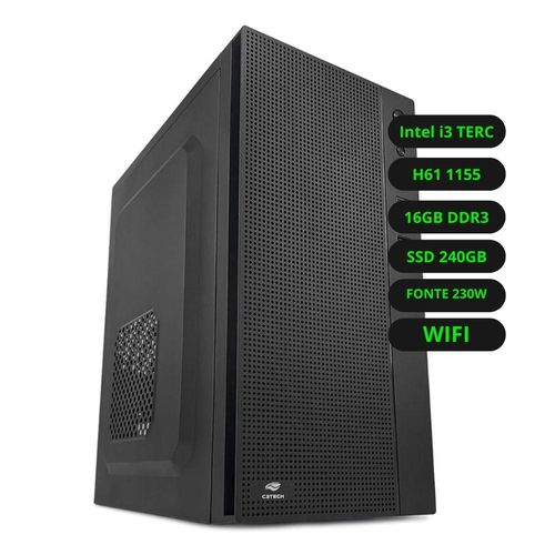 Computador Cpu Intel Core I3 Terceira Geração Placa Mãe H61 Memoria Ram 8gb Ssd 240gb Wifi Fonte 230w Bivolt
