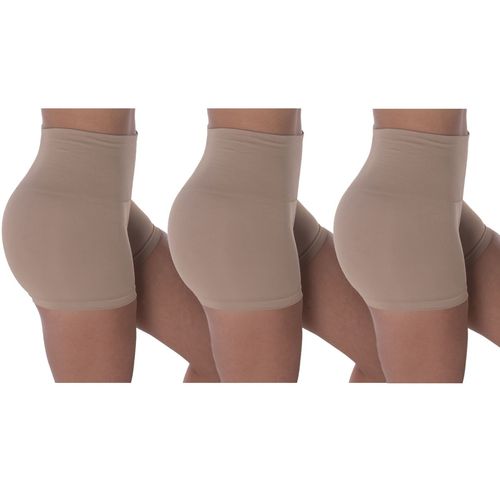 Kit 3 Calcinhas Boxer Selene Redutora Sem Costura Feminina - Chocolate