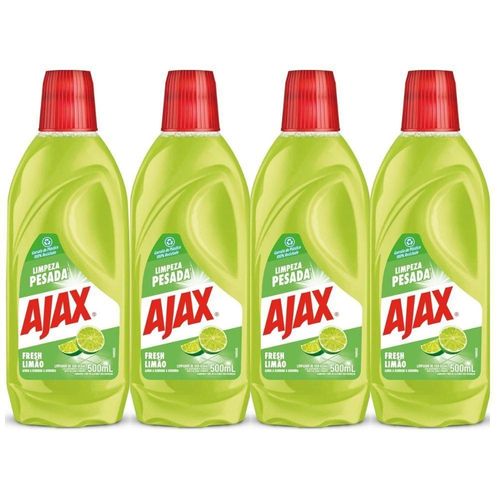 Kit 4 Limpador Diluível Ajax Fresh Limão Limpeza Pesada 500ml