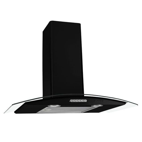 Coifa De Parede 70cm Vidro Curvo Duto Slim Fogatti Preto 220