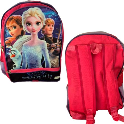 Mochila Escolar Pincesas frozen 3 Zíperes Lilás e rosa