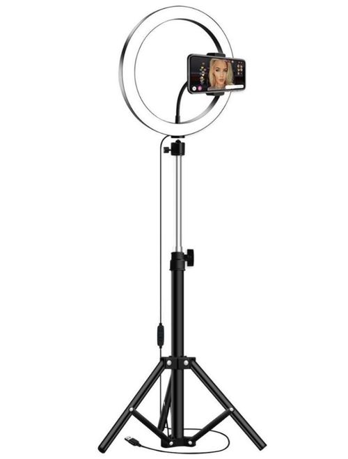 Ring Light Iluminador Led Usb 10 Polegadas 26Cm Com Suporte Tripé 2 Metros