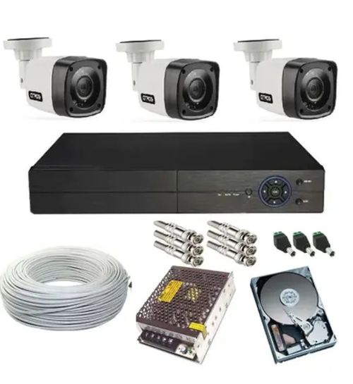 Kit Cftv 3 Câmeras Segurança Infra 25m 720p Dvr 4ch Multi Hd