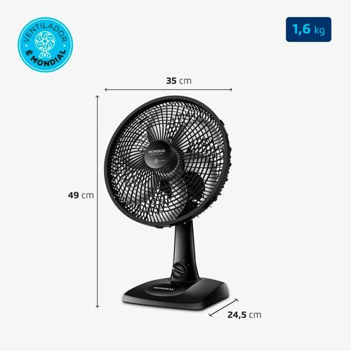 Ventilador de Mesa 30cm Mondial Super Power VSP-30-B 6 Pás 3 Velocidades - Preto