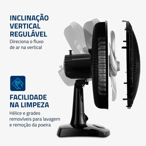 Ventilador de Mesa 30cm Mondial Super Power VSP-30-B 6 Pás 3 Velocidades - Preto