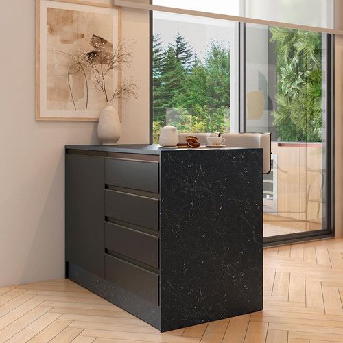 Bancada Bartira Gourmet com 1 Porta, 4 Gavetas e 1 Prateleira - 126cm de largura