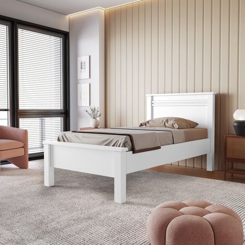 Cama de Solteiro Conquista Mel com Ripas Largas de MDF - 102cm de largura