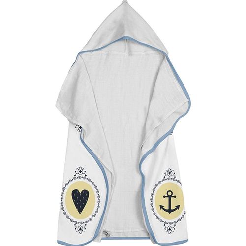 Toalha Baby C/ Capuz Tecebem Estampada C/ Fralda Nino Branco