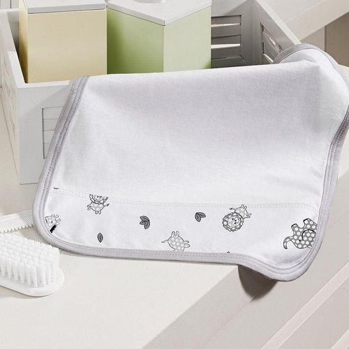 Kit Toalhinha De Boca Com 02 Peças Tecebem Baby Malha 100% Algodão Leon Branco