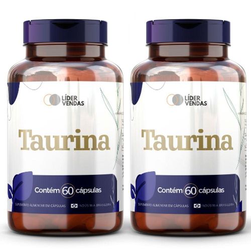 Taurina 500mg Com 60 Cápsulas - 2 Potes Energia, Foco E Desempenho Em Alta Performance