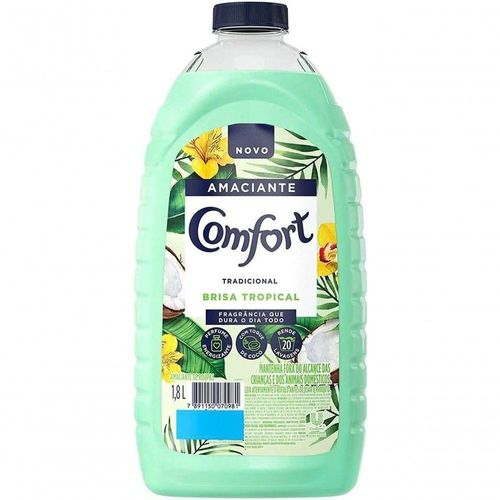 Amaciante Comfort De Roupa Brisa Tropical Com Toque De Coco Frasco 1 8l