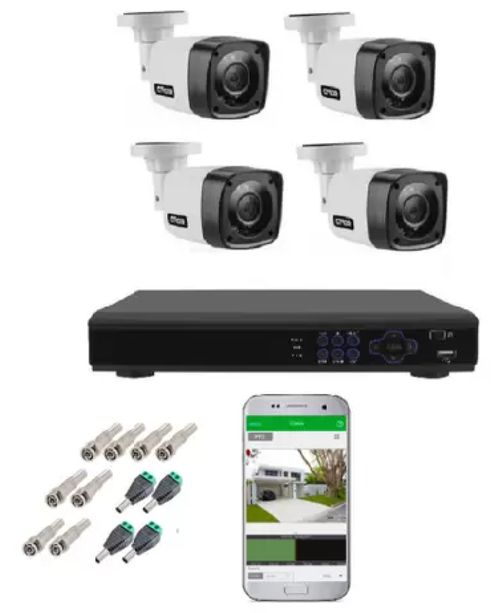 Kit Cftv 4 Câmeras Infravermelho Segurança 1mp 20m Dvr Full Hd 4 Ch S/ Hd c/ conectores