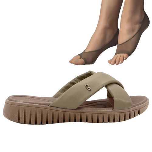 Kit Tamanco Usaflex Plataforma Feminino + 2 Pares de Meias