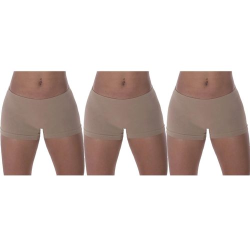 Kit 3 Calcinhas Boxer Selene Sem Costura Feminina - Chocolate