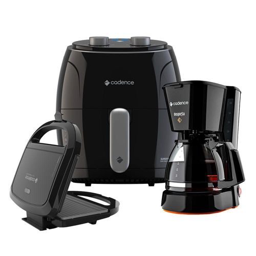Kit Super Cook Cadence Fritadeira 3,8L Sanduicheira Cafeteira 220V