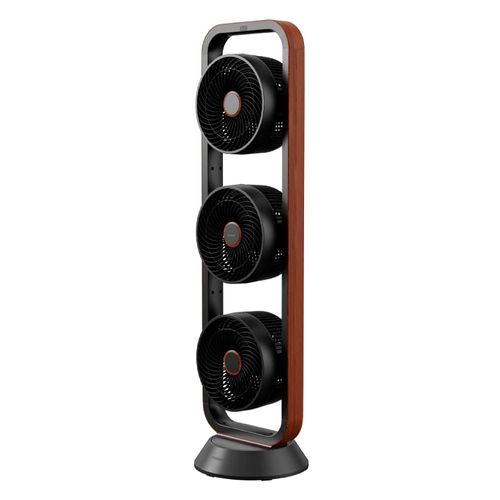 Ventilador de Torre Spirit Robot Triplo 130W com 3 Velocidades, Controle Remoto e Painel Digital com Display LED - Preto/Tabaco