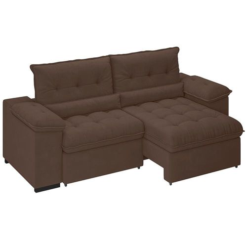 Sofá 3 Lugares Besthouse Arezzo com Assento Retrátil e Encosto Reclinável em Revestimento Suede Veludo 220 cm de Largura