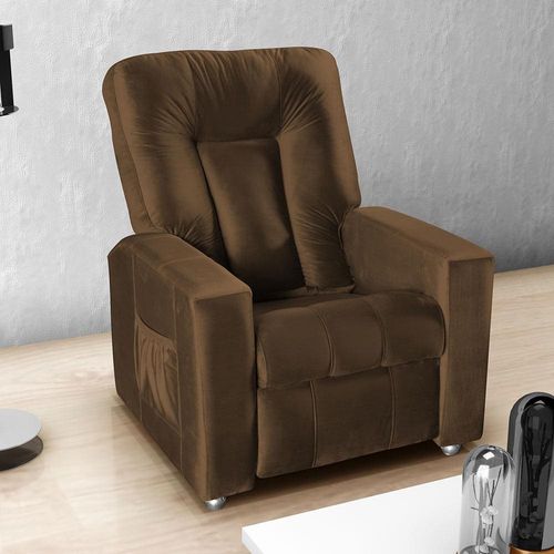 Poltrona Matrix MX5 Pallas com Encosto Reclinável e Apoio para os Pé, Revestida em Veludo