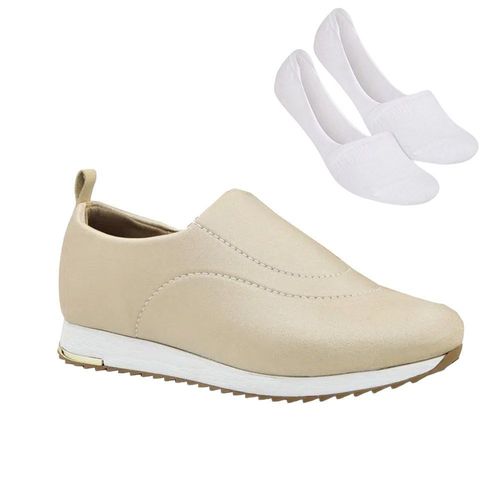 Kit Tênis Slip On Usaflex Casual Feminino + Meia