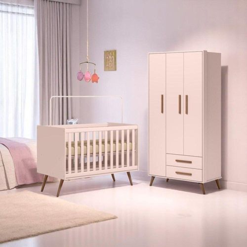 Berco Mini Cama Q Encanto Retro Rosa (3820.91) + G. Roupa 3pts/2gv Q Encanto Retro Rosa (3830.91)