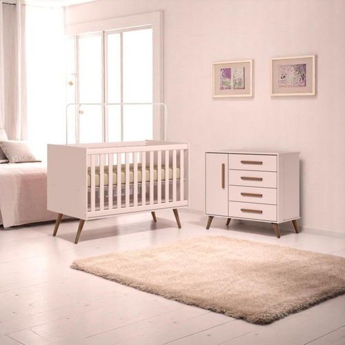 Berco Mini Cama Q Encanto Retro Rosa (3820.91) + Comoda Sap. 1pt/4gav Q Encanto Retro Rosa (3825.91)