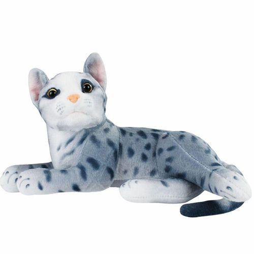 Gato Cinza Deitado Realista 32cm - Pelúcia