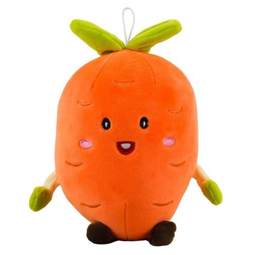 Pelúcia Cenoura Laranja Com Rosto Feliz Fofo 25cm