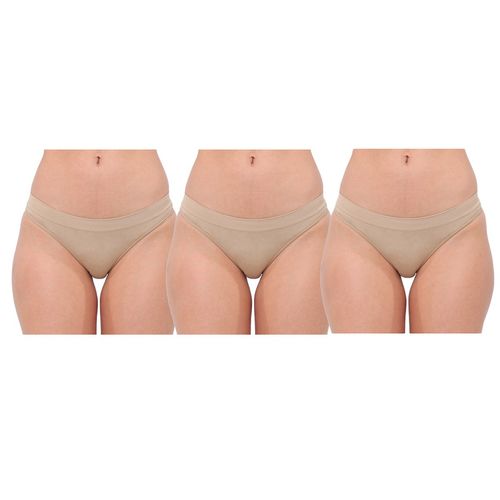 Kit 3 Calcinhas Selene Biquíni Sem Costura Feminino - Nude