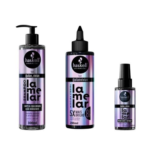 Kit Haskell Lamelar Shampoo + Máscara Líquida + óleo Supremo - Design Resistente