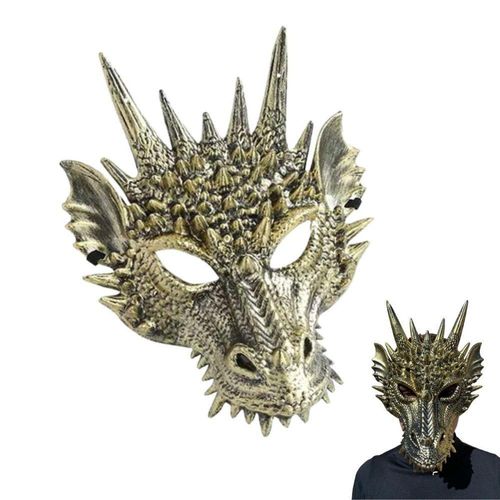 Máscara De Dragão Dourado Halloween Luxo