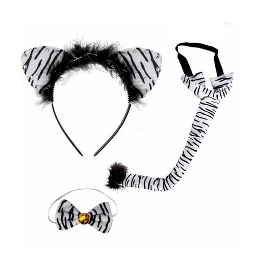 Kit Zebra Luxo Com Tiara Gravata E Cauda