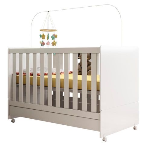 Berço Mini Cama 2 Em 1 Com Rodizios 3200 Branco Plla Branco