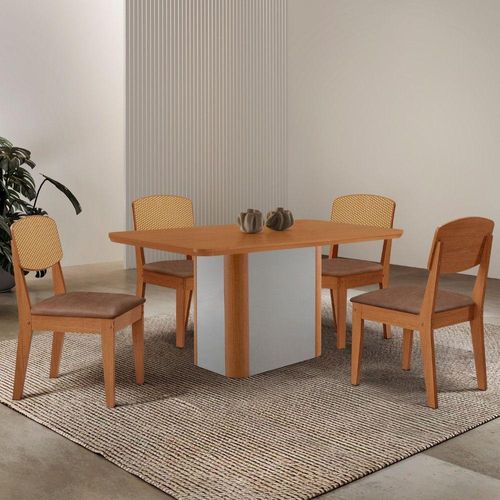 Mesa De Jantar Isadora 120cm Tampo Mdf Laminado Tork /naturale /off White