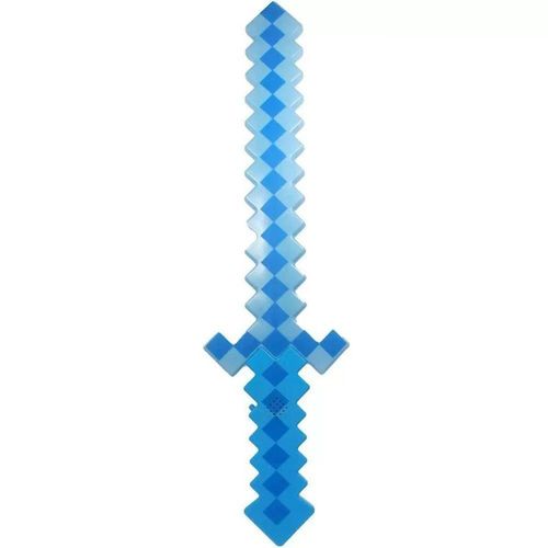 Brinquedo Espada Pixel 58Cm Diamante Com Som E Luz À Pilha - Azul