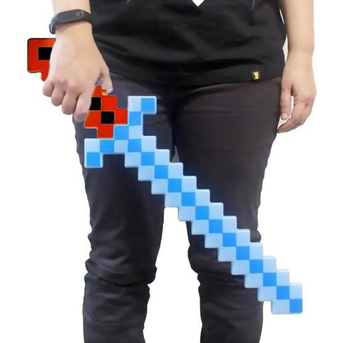 Brinquedo Espada Pixel 58Cm Diamante Com Som E Luz À Pilha - Vermelho