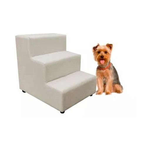 Escada Escadinha Pet Cachorro 3 Degraus Rampa Suede Grace Cor:bege