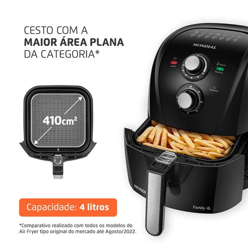 Fritadeira Elétrica Sem Óleo Air Fryer Mondial Family AFN40FB 4 L – Preta