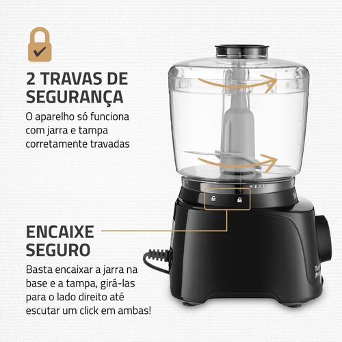 Mini Processador de Alimentos Mondial Turbo Pratic MP-16 300W - Preto