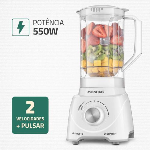 Liquidificador Mondial L97W 2 Velocidades + Pulsar 550W - Branco