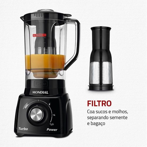 Liquidificador Mondial Turbo Power L-99 FB Preto com 3 Velocidades - 550W