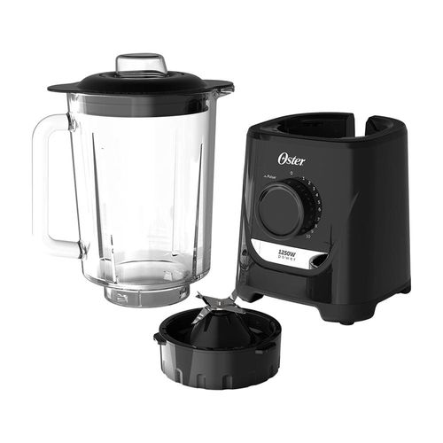 Liquidificador Oster OLIQ520 Preto com Copo de Vidro, 1250W e 10 Velocidades