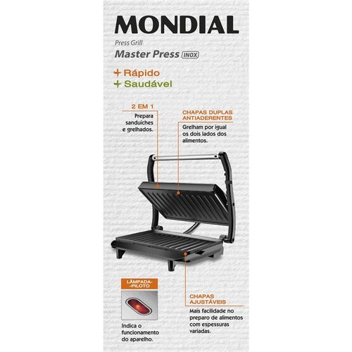 Sanduicheira Grill Mondial Master Press PG-01 - Inox