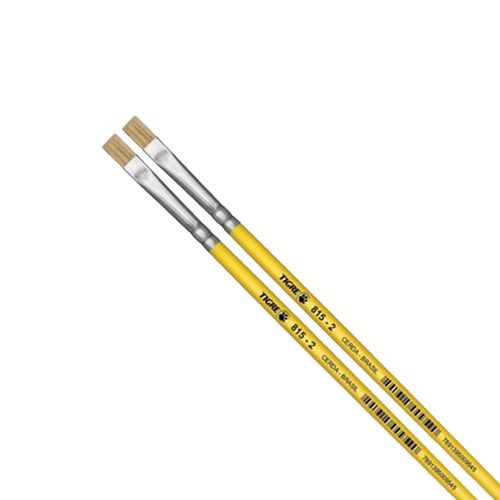 Kit 2x Pincel Artístico Chato Cerdas Naturais Ref. 815-2 Tigre