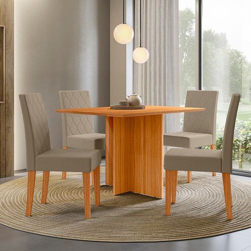 Mesa de Jantar Retangular Poliman Helo com 4 Cadeiras - 120 cm de Largura