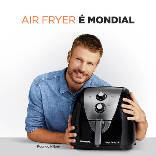 Fritadeira Elétrica Sem Óleo Air Fryer Mondial Mega Family AFN-80-BI 8L – Preta/Inox