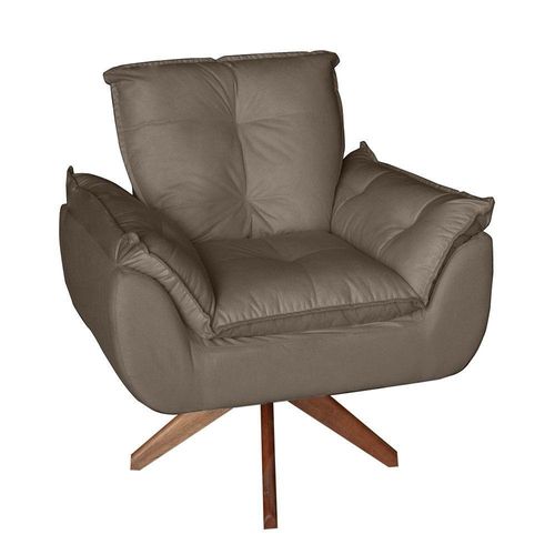 Poltrona/cadeira Decorativa Glamour Opala Com Base Giratória 30cm Em Madeira Capuccino